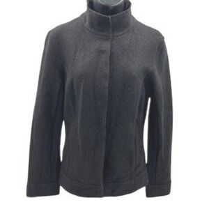 Lafayette 148‎ New York Womens black 100% Boiled Wool Stand Collar Jacket Size 6